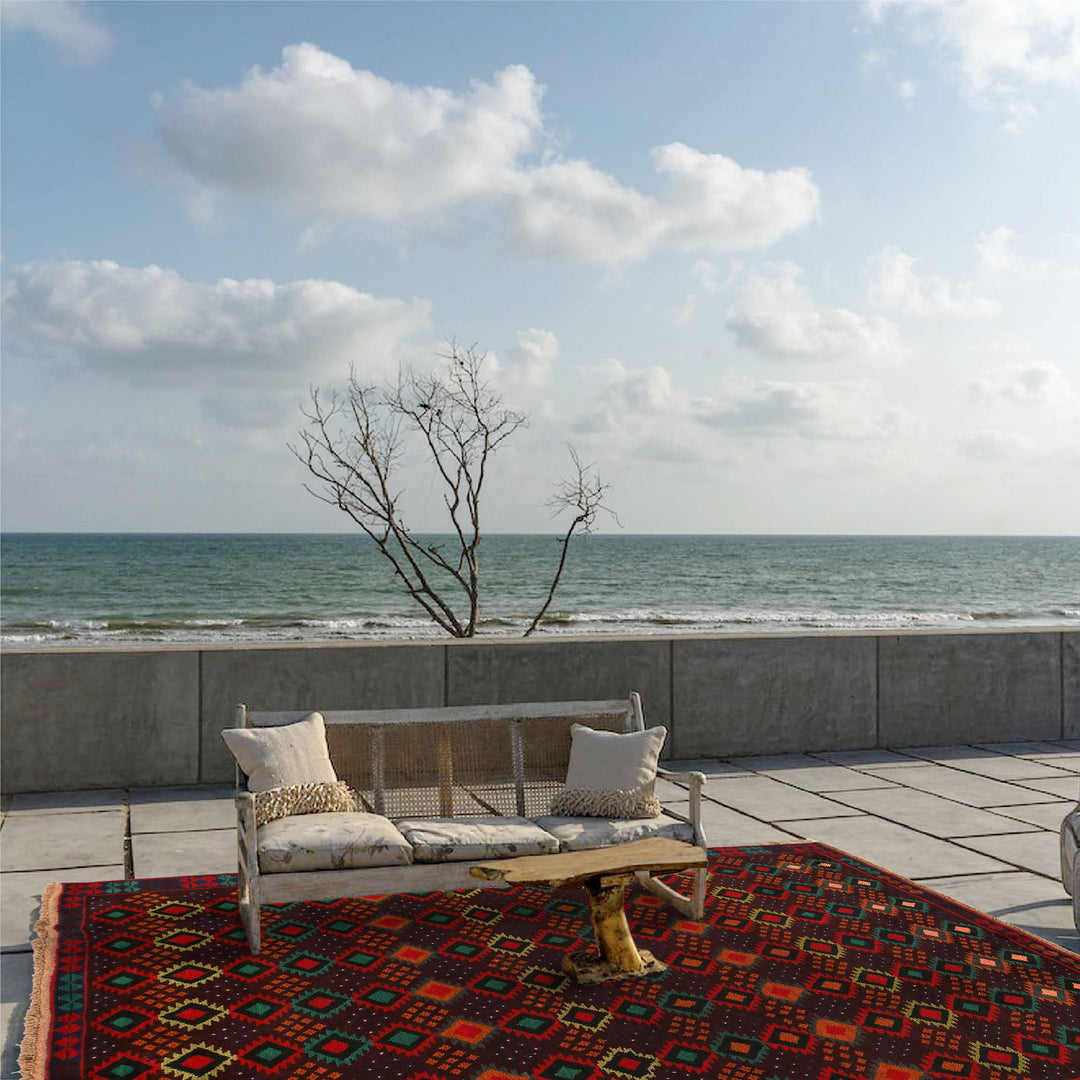 Brown Afghan Baluchi Rug 6' " x 8' 1" Hand-Knotted | No. AL51799