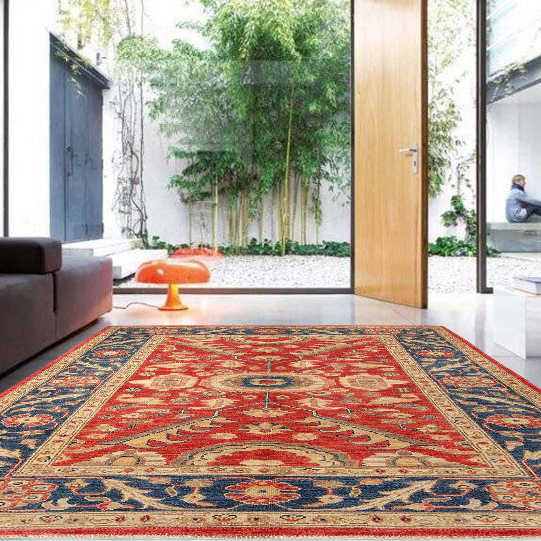 Red Color Heriz Design Rug 4' 0" x 5' 11" - No. AL74842