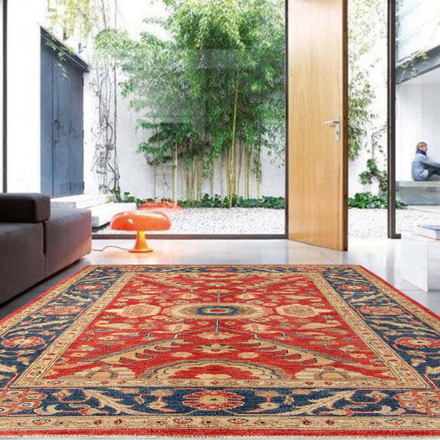 Red Color Heriz Design Rug 4' 0" x 5' 11" - No. AL74842