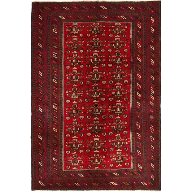 Deep Red Color Baluchi Carpet 6' 9" x 10' 4" - No. AL54738
