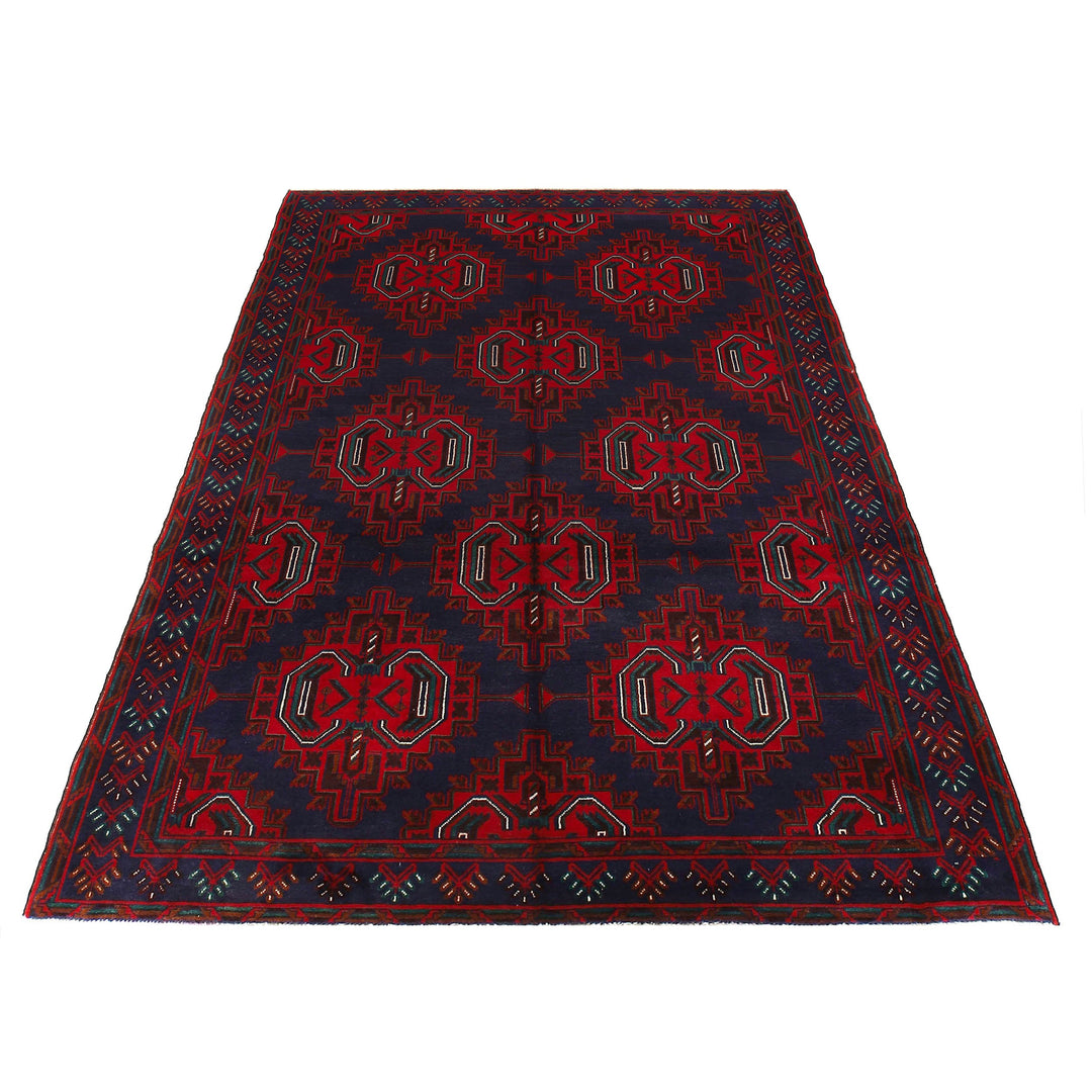 Blue Afghan Baluchi Rug 6' 5" x 9' 7" Hand-Knotted | No. AL34012