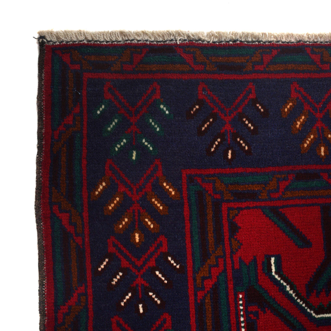 Blue Afghan Baluchi Rug 6' 5" x 9' 7" Hand-Knotted | No. AL34012