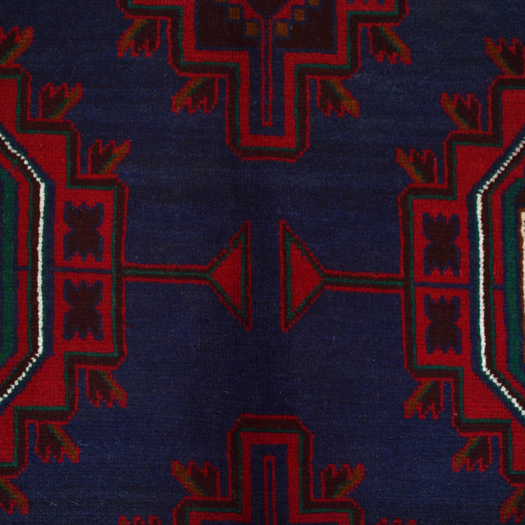 Blue Afghan Baluchi Rug 6' 5" x 9' 7" Hand-Knotted | No. AL34012