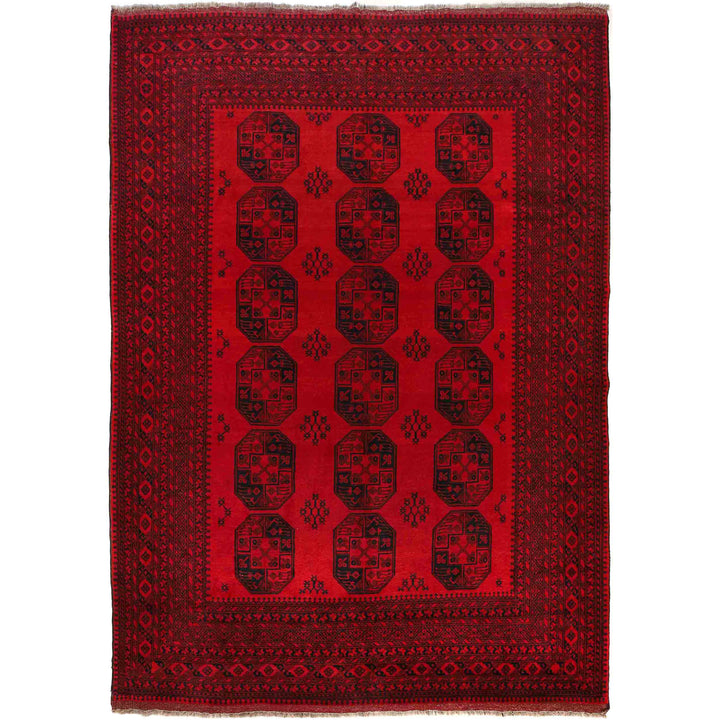 Red Afghan Filpa Area Rug - Handmade Oriental Wool Carpet 8' 8" x 11' 5" - No. AL772501