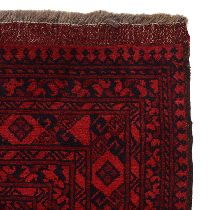 Red Afghan Filpa Area Rug - Handmade Oriental Wool Carpet 8' 8" x 11' 5" - No. AL772501