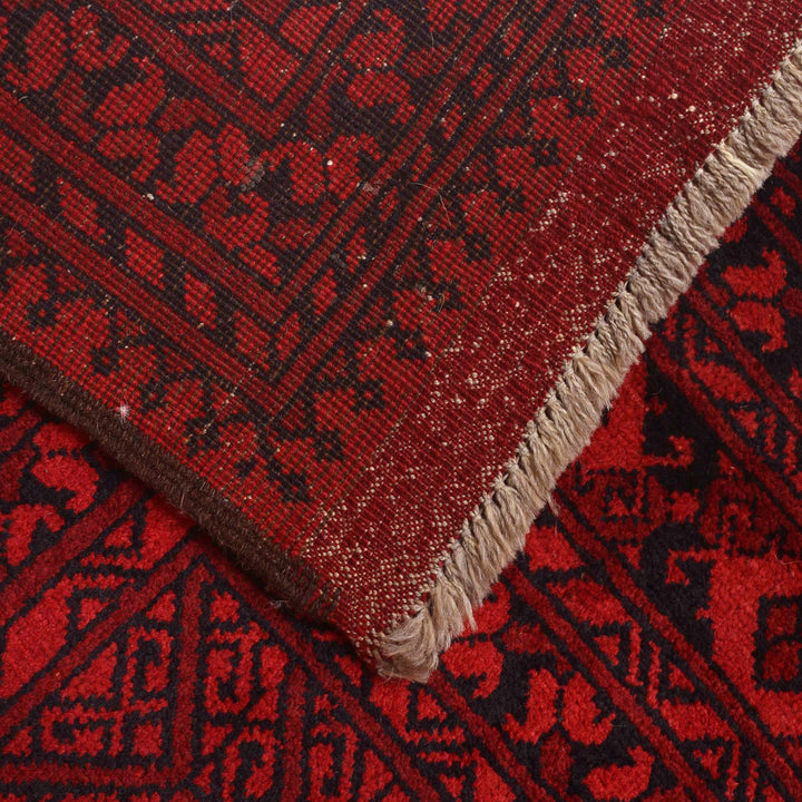 Red Afghan Filpa Area Rug - Handmade Oriental Wool Carpet 8' 8" x 11' 5" - No. AL772501