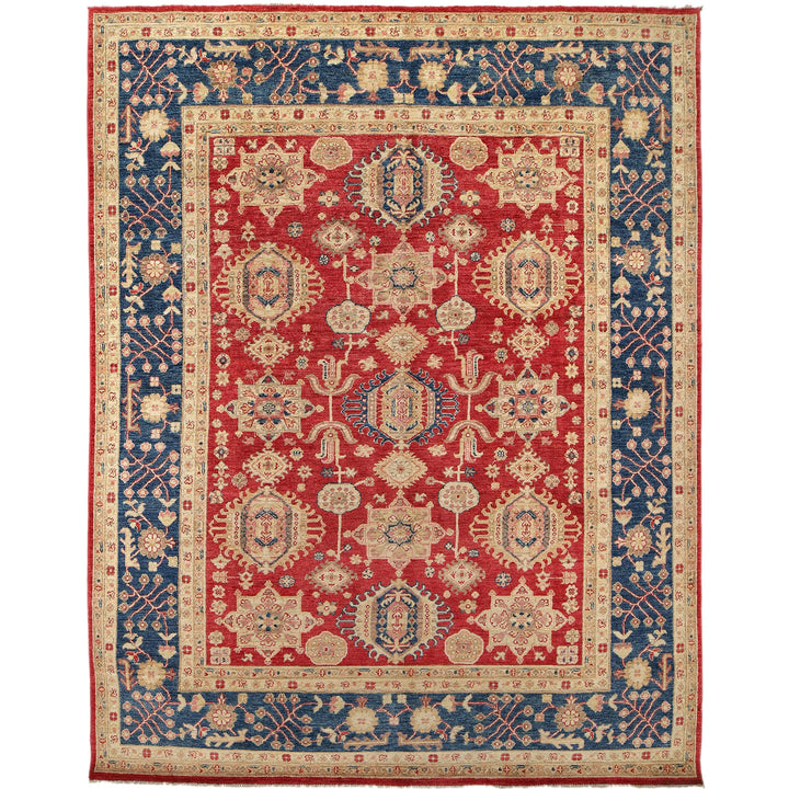 Red Afghan Heriz Rug 6' 4" x 8' 1" Hand-Knotted