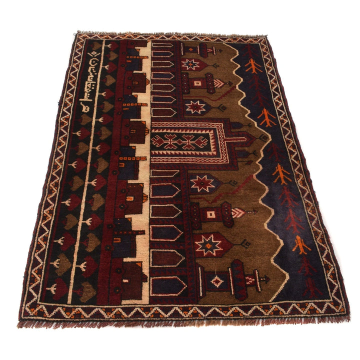 Afghan Pictorial Rug 3' 0" x 4' 9" Hand-Knotted | No. AL10007