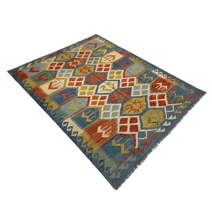 Afghan Vegetable Kilim Rug 5' 7" x 8' 0" Flat-Weave | No. AL100119