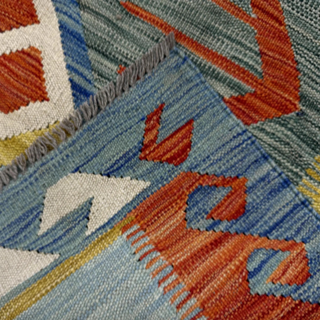 Afghan Vegetable Kilim Rug 5' 7" x 8' 0" Flat-Weave | No. AL100119