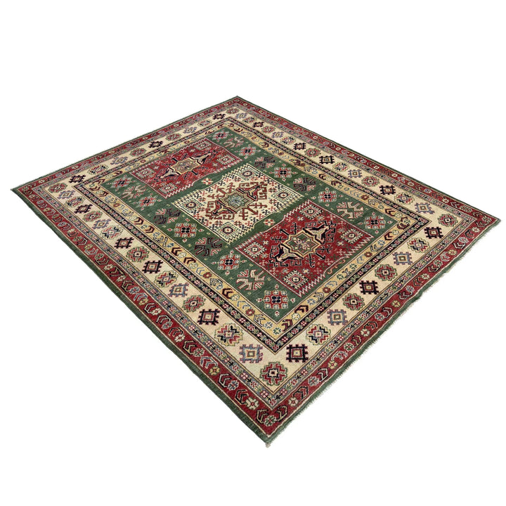Afghan Kazak Rug 5' 0" x 6' 6" Hand-Knotted | No. AL100535