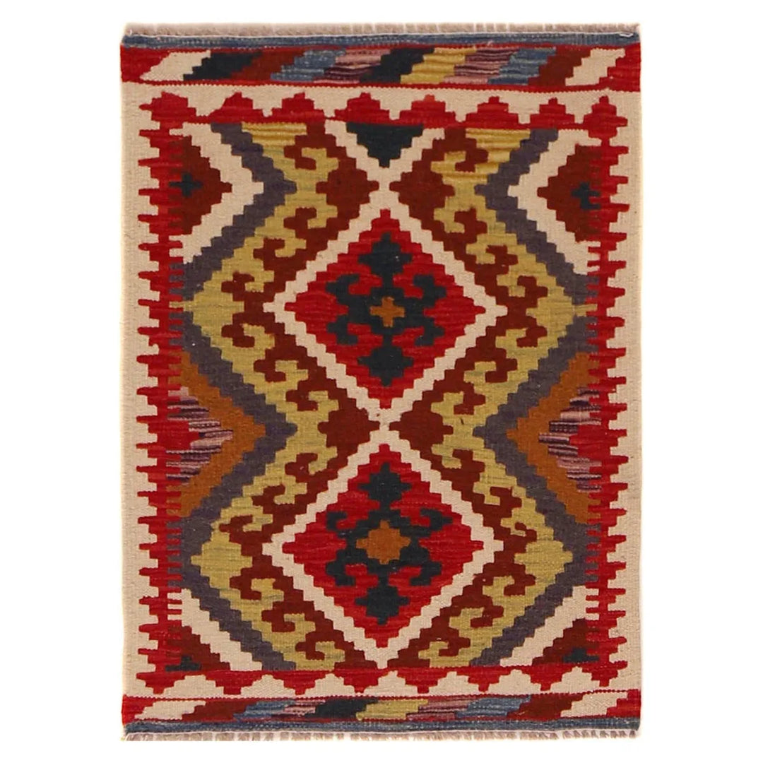 Afghan Vegetable Kilim Rug 2' 1" x 2' 10" Flat-Weave | No. AL10162
