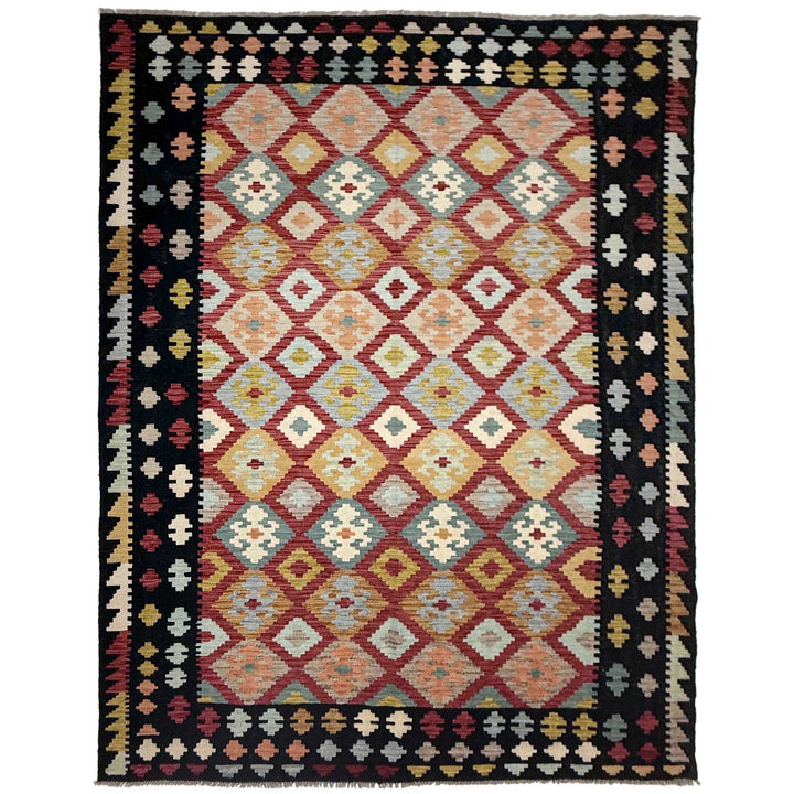 Afghan Vegetable Kilim Rug 6' 7" x 9' 10" Flat-Weave | No. AL102237