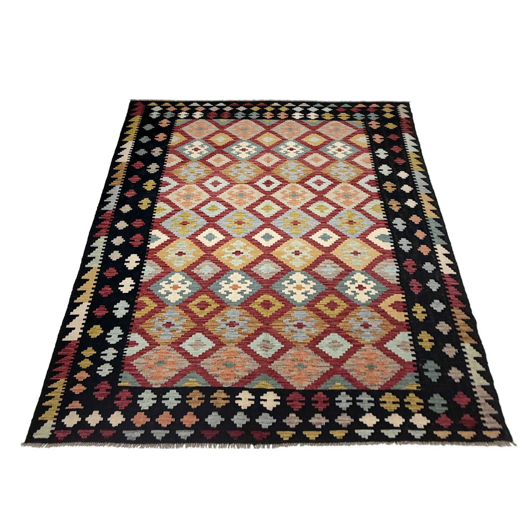 Afghan Vegetable Kilim Rug 6' 7" x 9' 10" Flat-Weave | No. AL102237