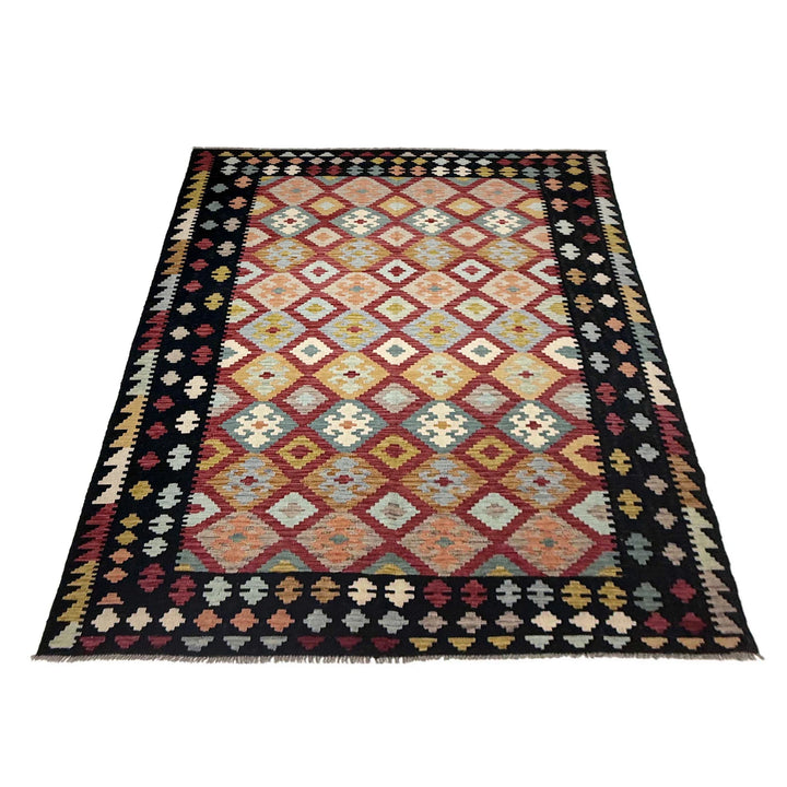 Afghan Vegetable Kilim Rug 6' 7" x 9' 10" Flat-Weave | No. AL102237