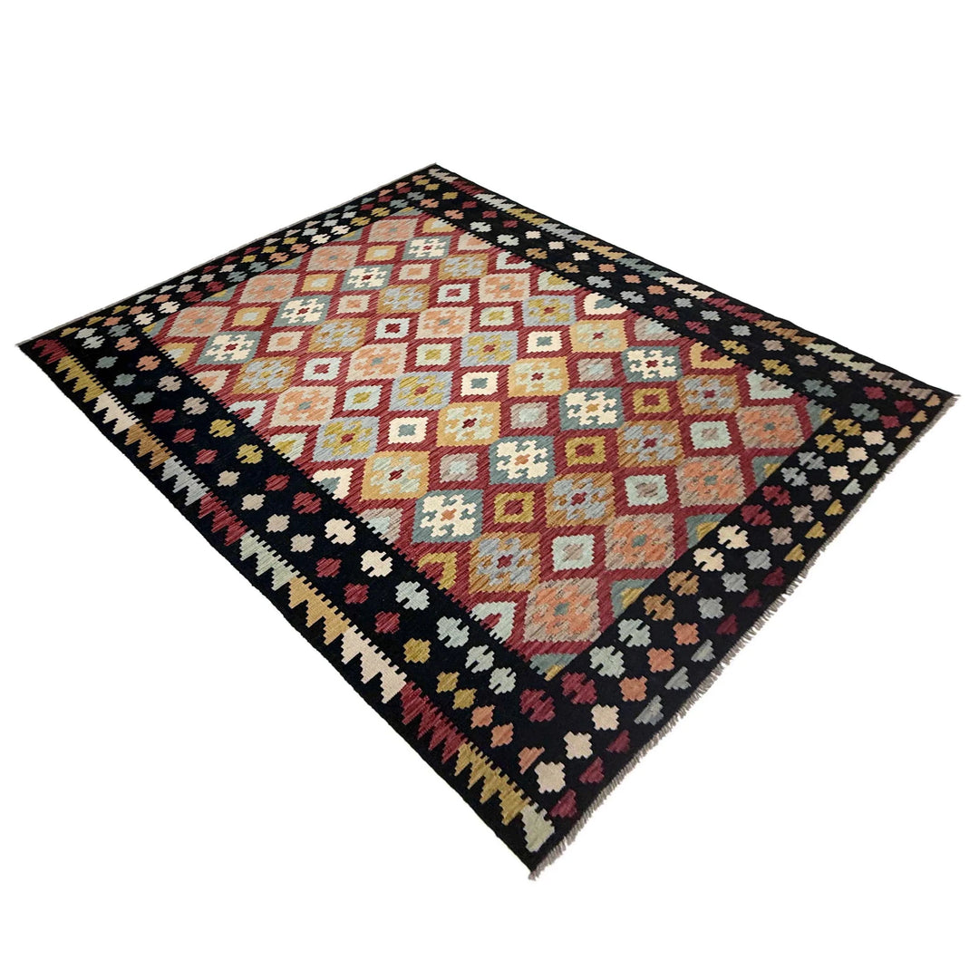 Afghan Vegetable Kilim Rug 6' 7" x 9' 10" Flat-Weave | No. AL102237
