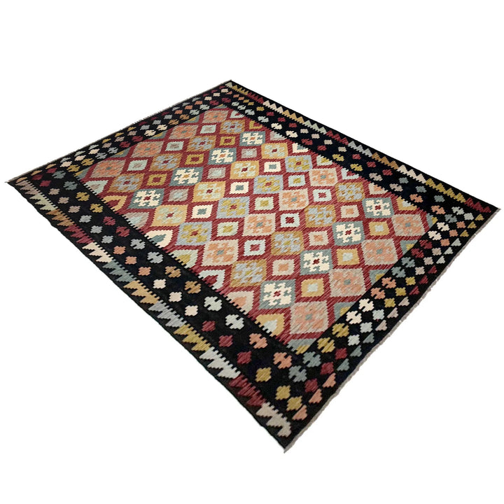 Afghan Vegetable Kilim Rug 6' 7" x 9' 10" Flat-Weave | No. AL102237