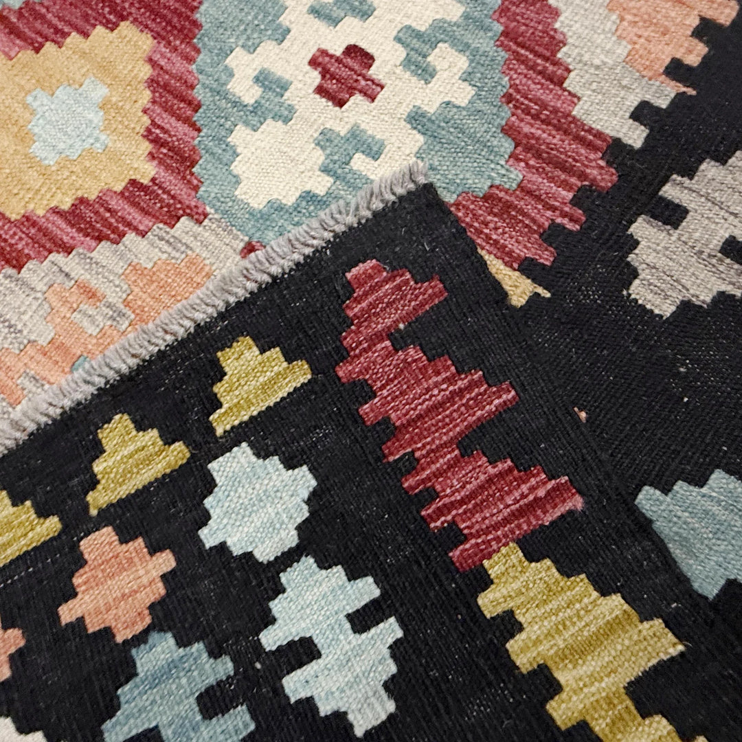 Afghan Vegetable Kilim Rug 6' 7" x 9' 10" Flat-Weave | No. AL102237