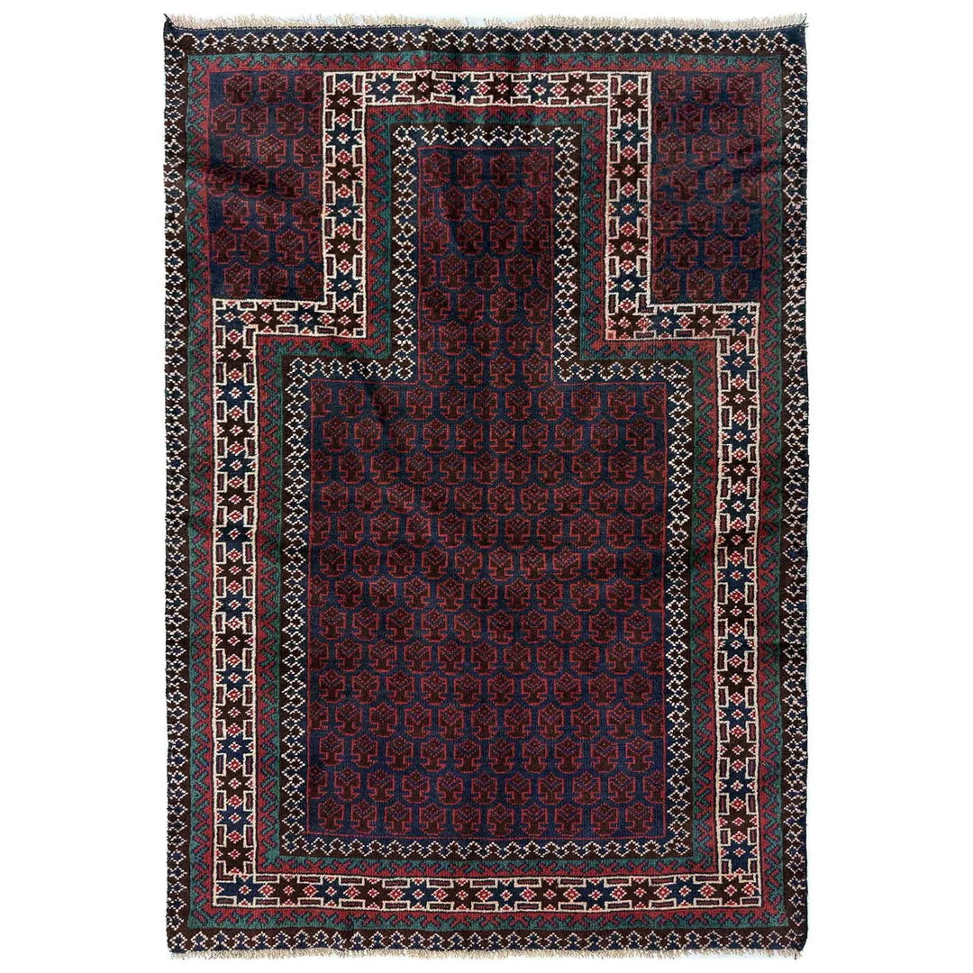 Red Afghan Tribal Rug 2' 11" x 4' 9" Hand-Knotted | No. AL10278