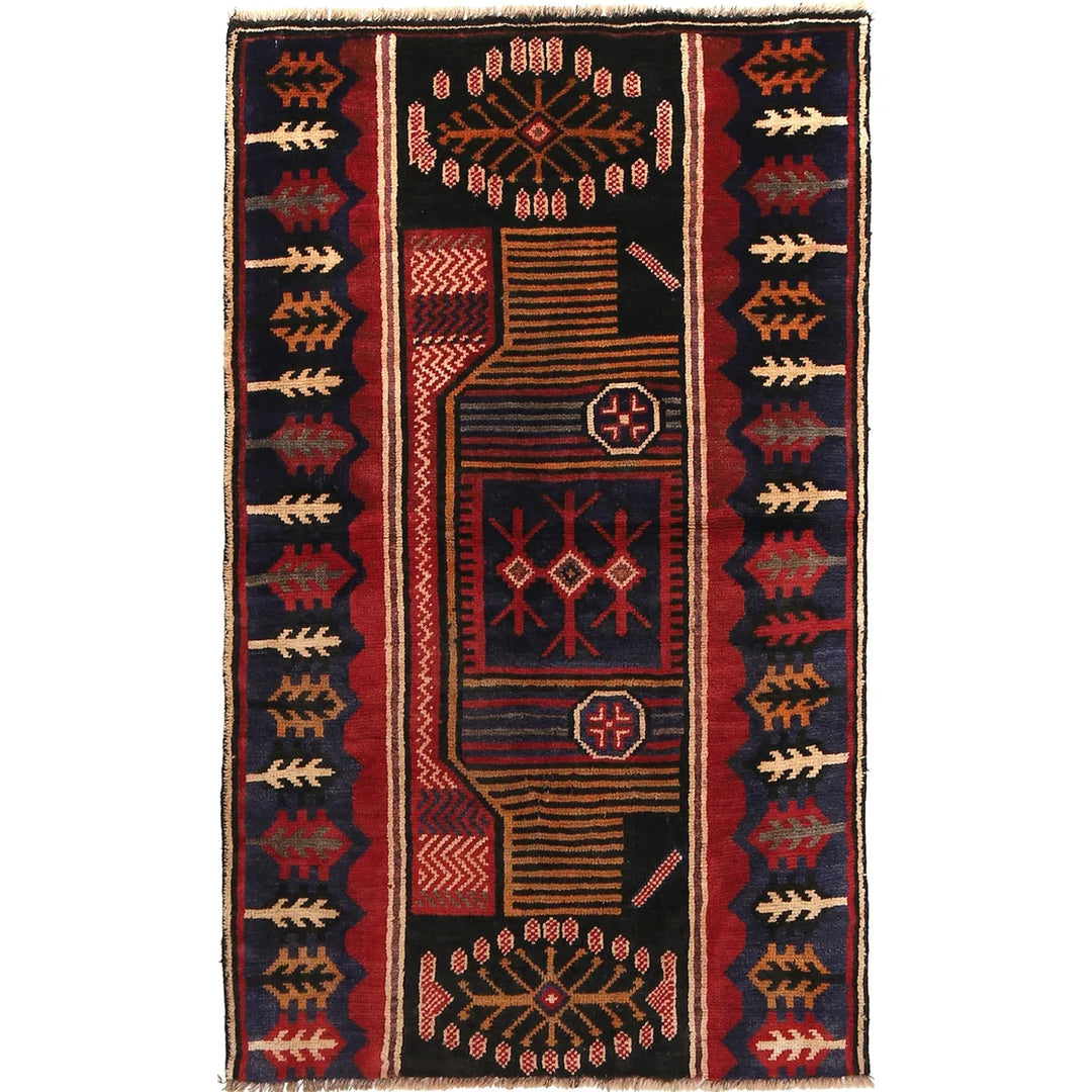 Afghan Baluchi Rug 2' 10" x 4' 8" Hand-Knotted | No. AL10290