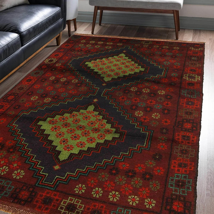 Afghan Baluchi Rug 3' 10" x 6' 5" Hand-Knotted | No. AL10376