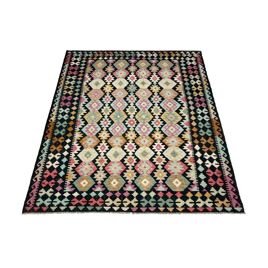 Afghan Vegetable Kilim Rug 6' 8" x 10' 0" Flat-Weave | No. AL103922
