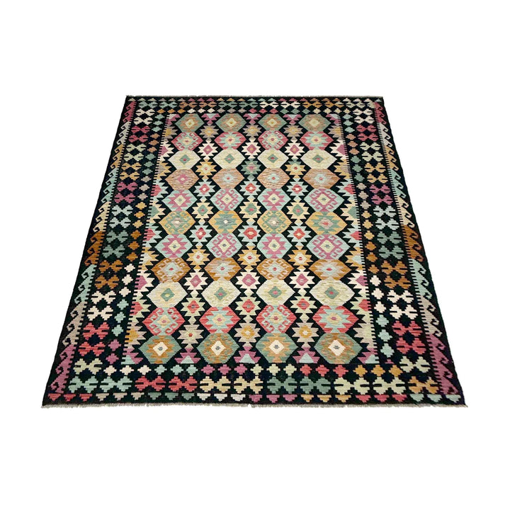 Afghan Vegetable Kilim Rug 6' 8" x 10' 0" Flat-Weave | No. AL103922