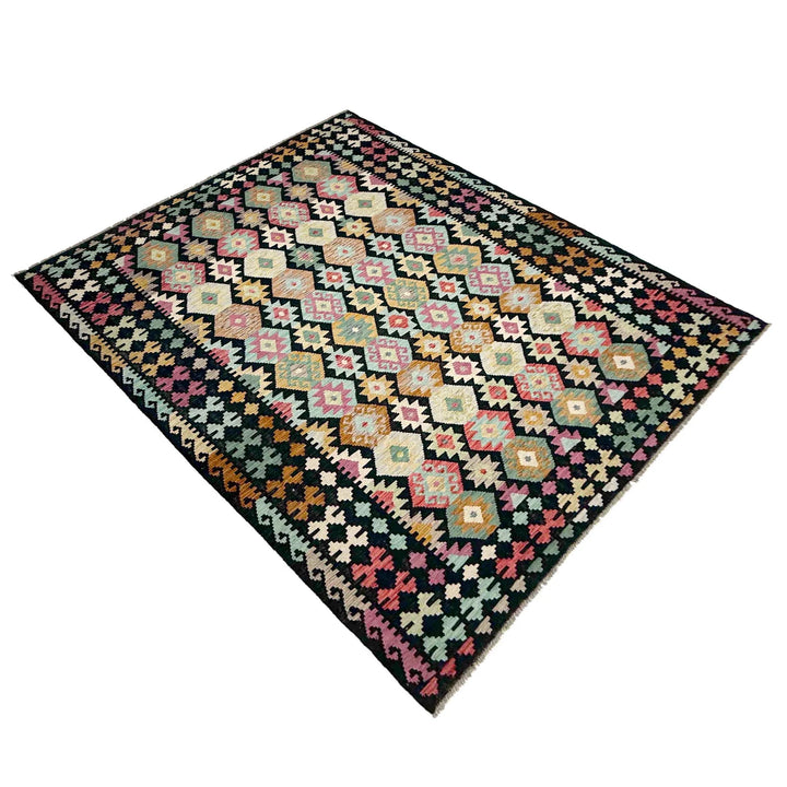Afghan Vegetable Kilim Rug 6' 8" x 10' 0" Flat-Weave | No. AL103922
