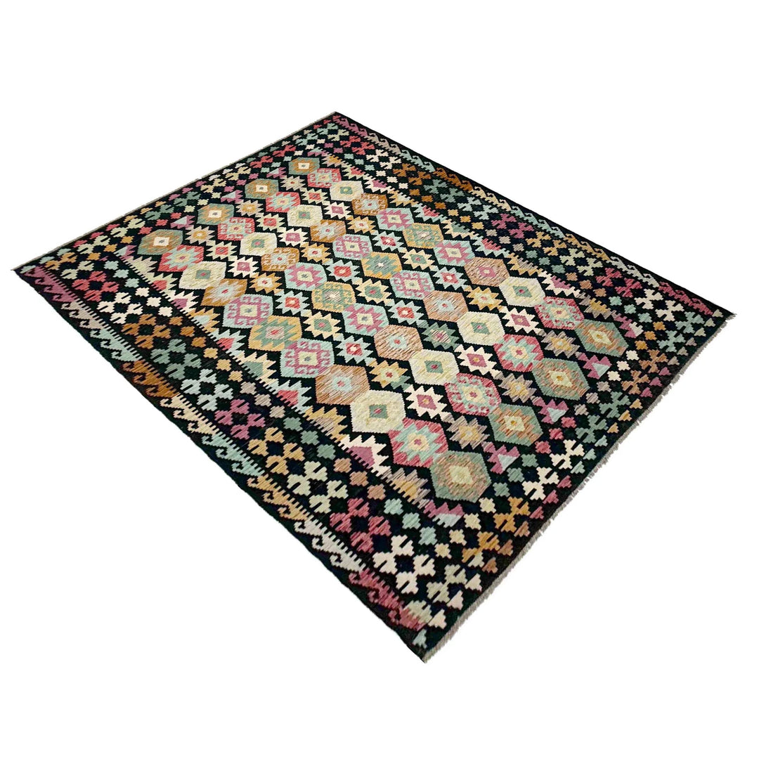 Afghan Vegetable Kilim Rug 6' 8" x 10' 0" Flat-Weave | No. AL103922
