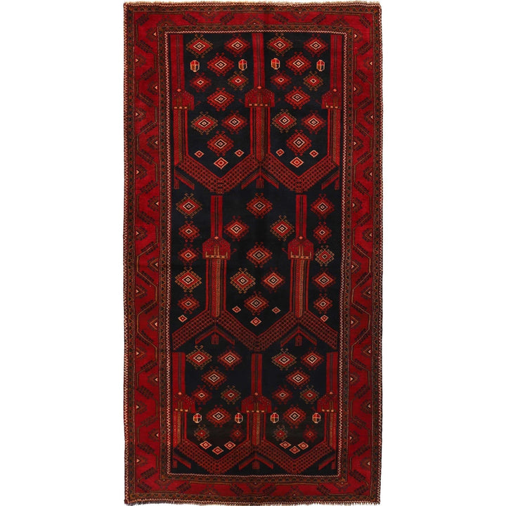 Afghan Baluchi Rug 4' 4" x 8' 7" Hand-Knotted | No. AL10409