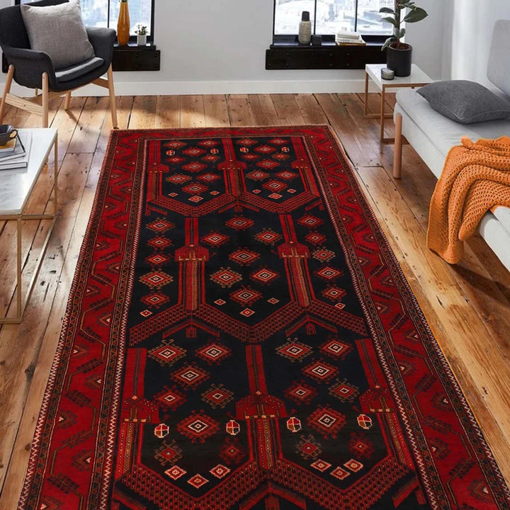 Afghan Baluchi Rug 4' 4" x 8' 7" Hand-Knotted | No. AL10409
