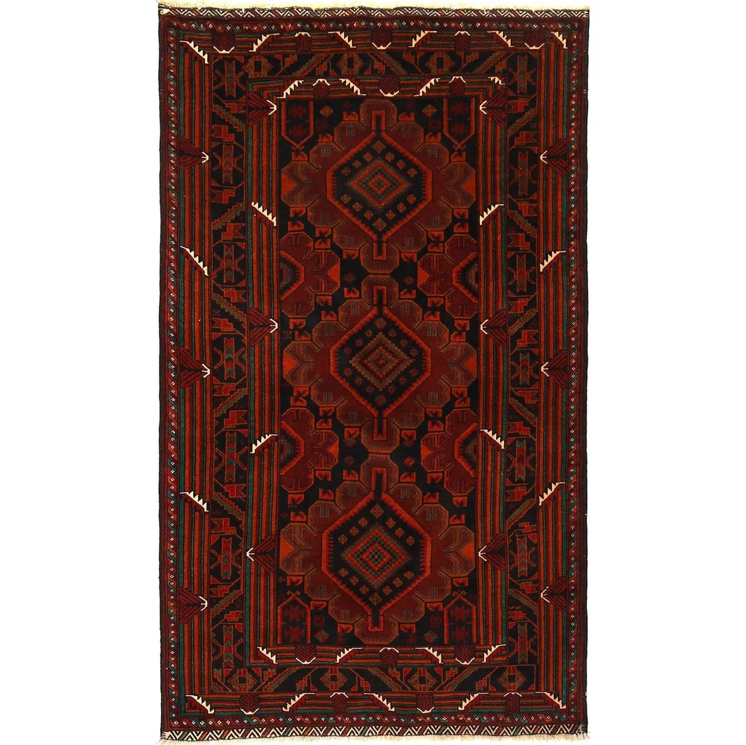 Afghan Baluchi Rug 3'10" x 6'8" Hand-Knotted | No. AL10410