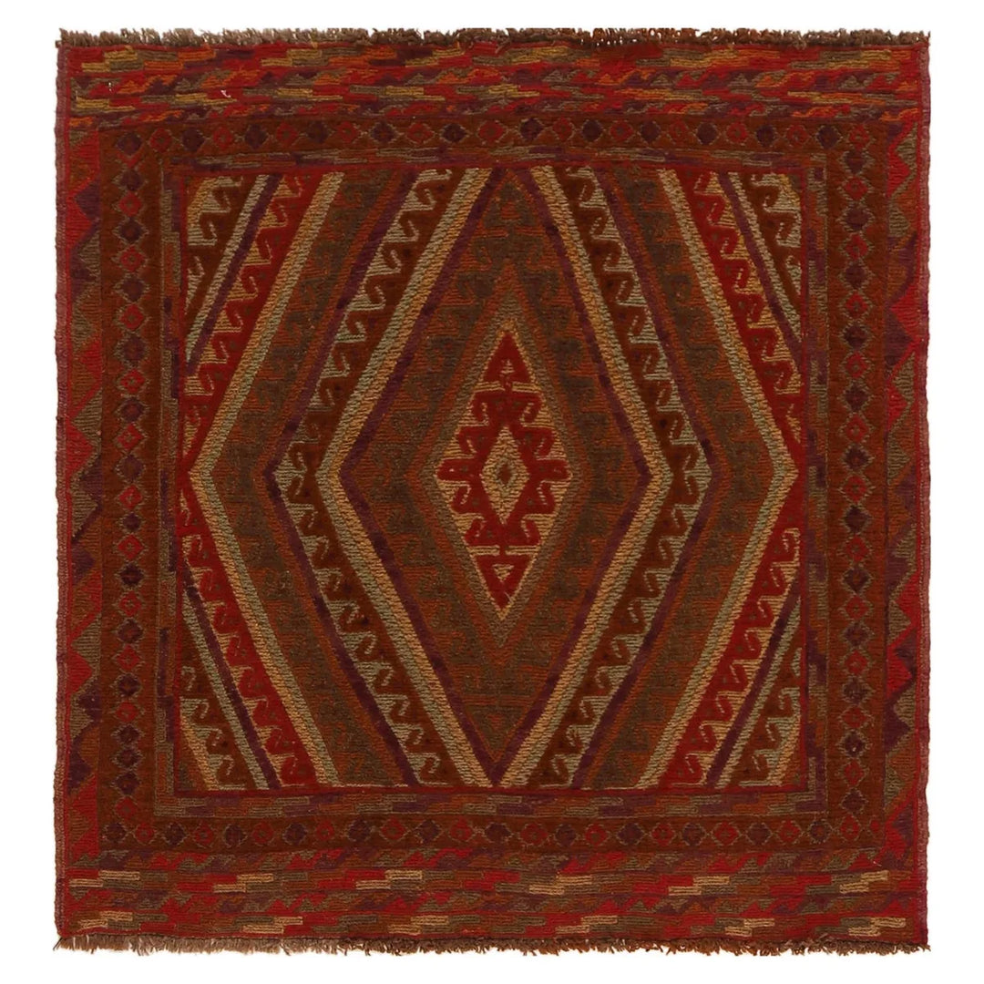 Afghan Mashwani Rug 3' 10" x 3' 11" Hand-Knotted | No. AL10414