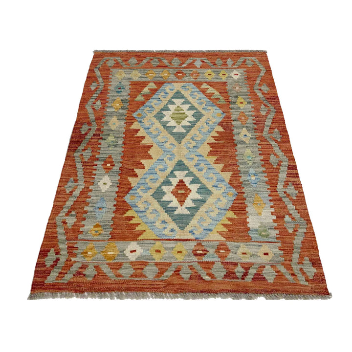 Afghan Vegetable Kilim Rug 2' 9" x 4' 0" Flat-Weave | No. AL104253