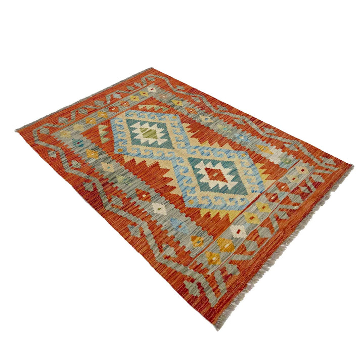 Afghan Vegetable Kilim Rug 2' 9" x 4' 0" Flat-Weave | No. AL104253