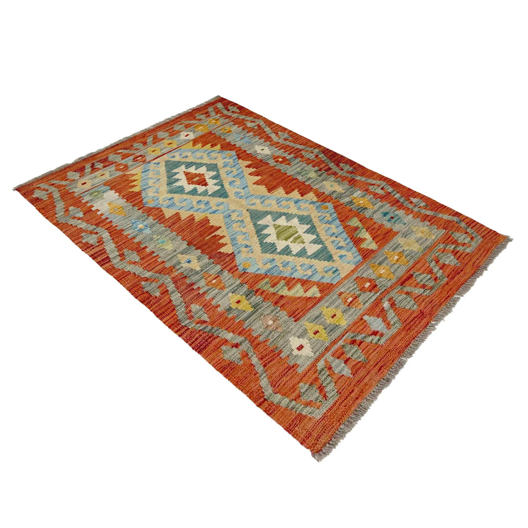Afghan Vegetable Kilim Rug 2' 9" x 4' 0" Flat-Weave | No. AL104253