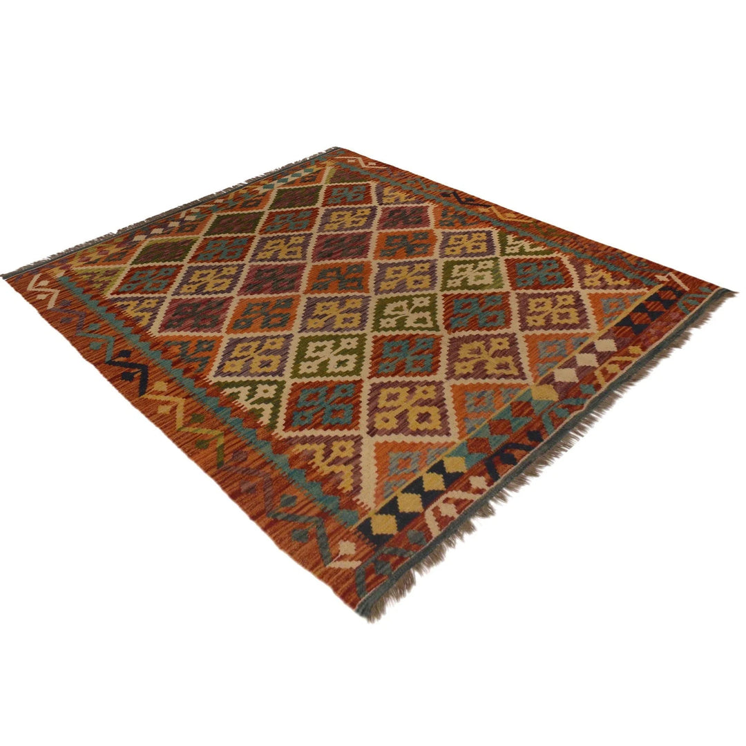 Afghan Kilim Rug 4' 11" x 6' 6" Flat-Weave | No. AL10432