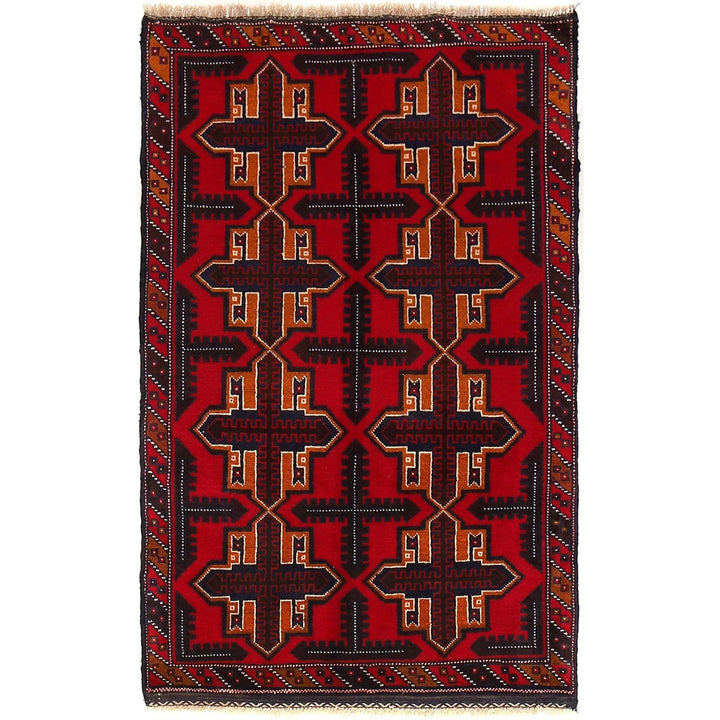 Afghan Baluchi Rug 3' 1" x 4' 9" Hand-Knotted | No. AL10468