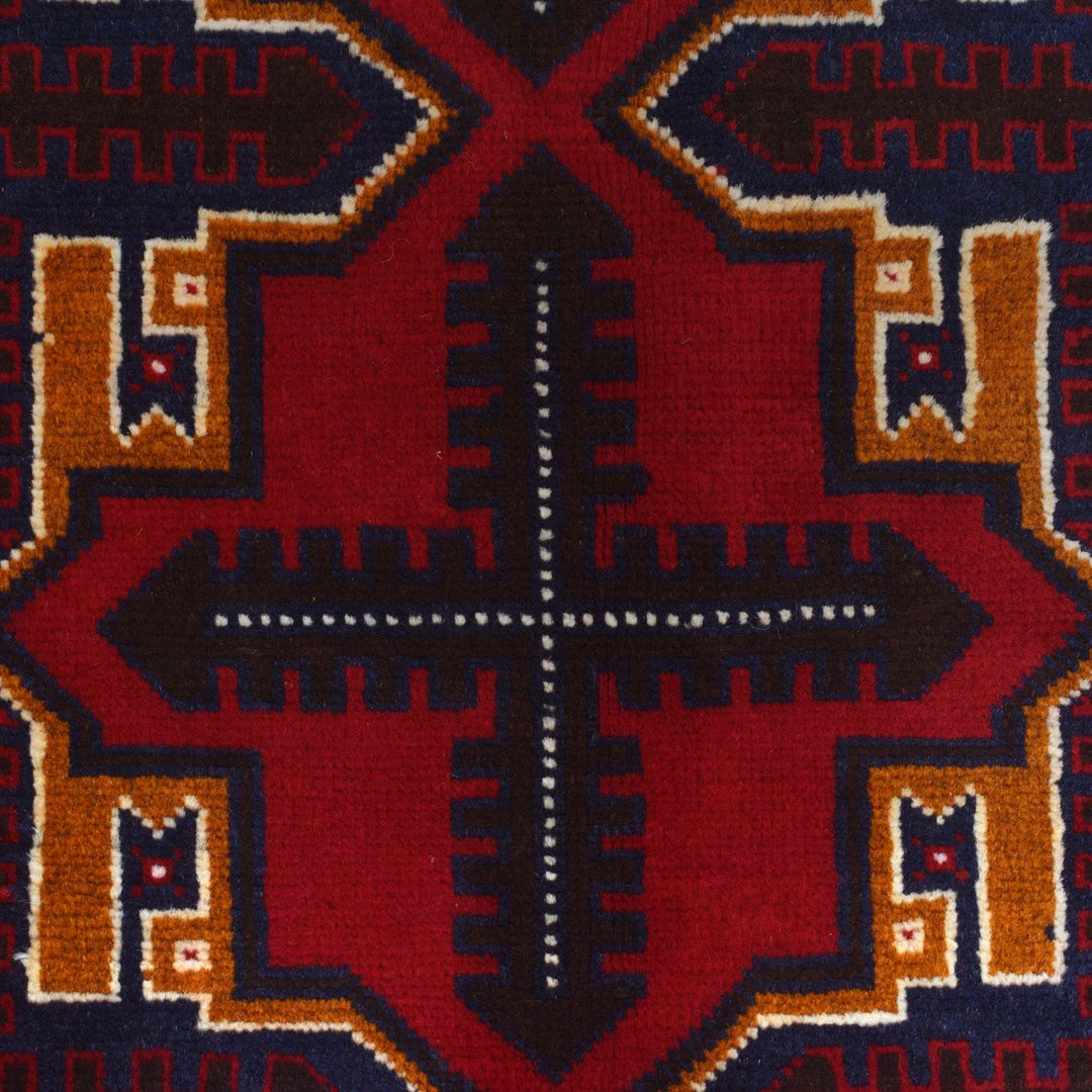 Afghan Baluchi Rug 3' 1" x 4' 9" Hand-Knotted | No. AL10468