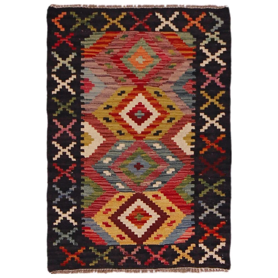 Afghan Kilim Rug 2' 0" x 2' 11" Flat-Weave | No. AL10478