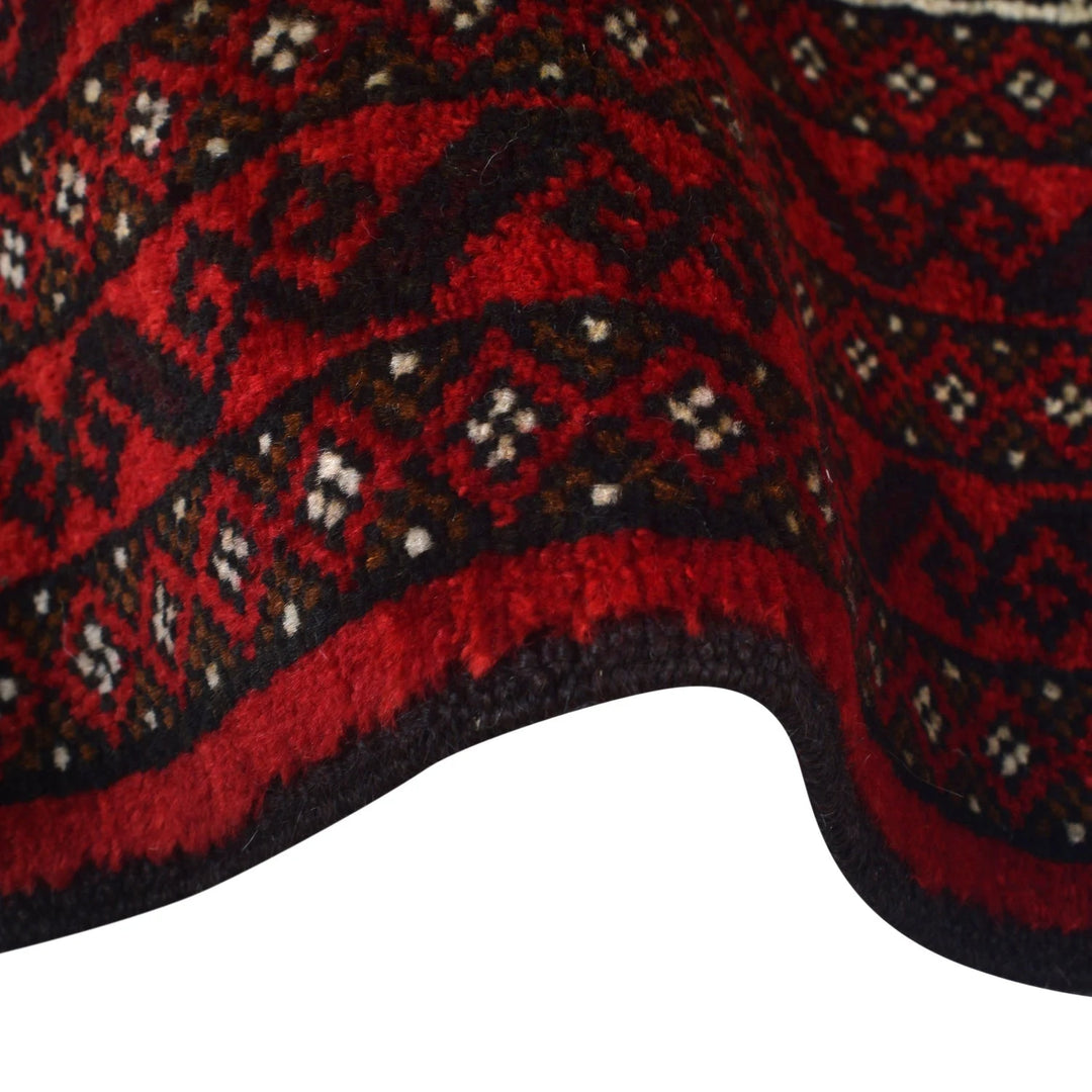 Red Afghan Baluchi Rug 2' 11" x 4' 7" Hand-Knotted | No. AL10479