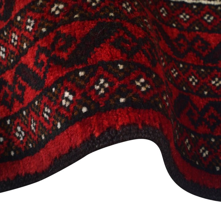 Red Afghan Baluchi Rug 2' 11" x 4' 7" Hand-Knotted | No. AL10479
