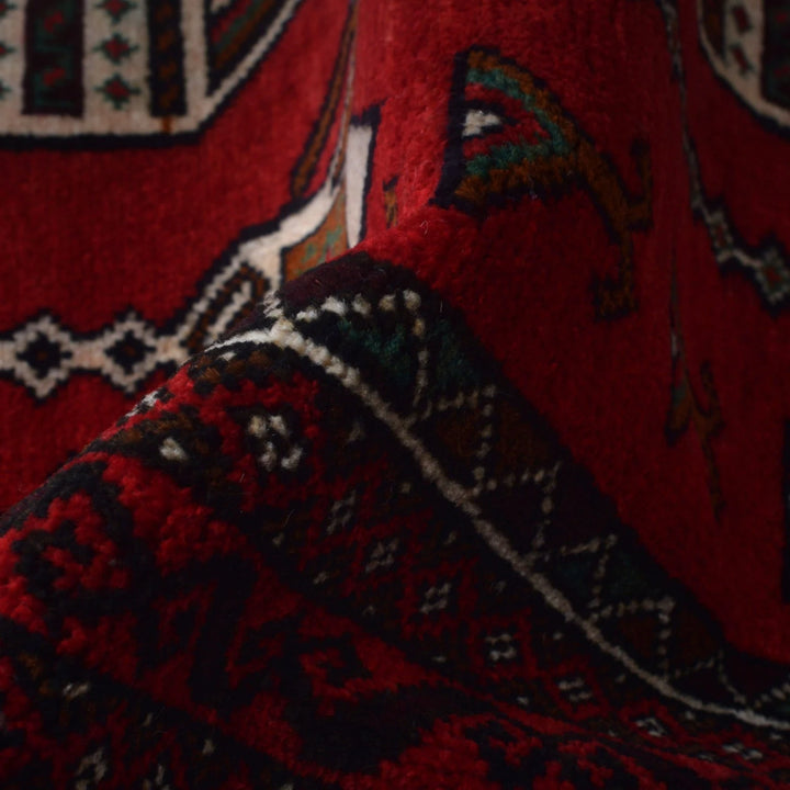 Red Afghan Baluchi Rug 2' 11" x 4' 7" Hand-Knotted | No. AL10479