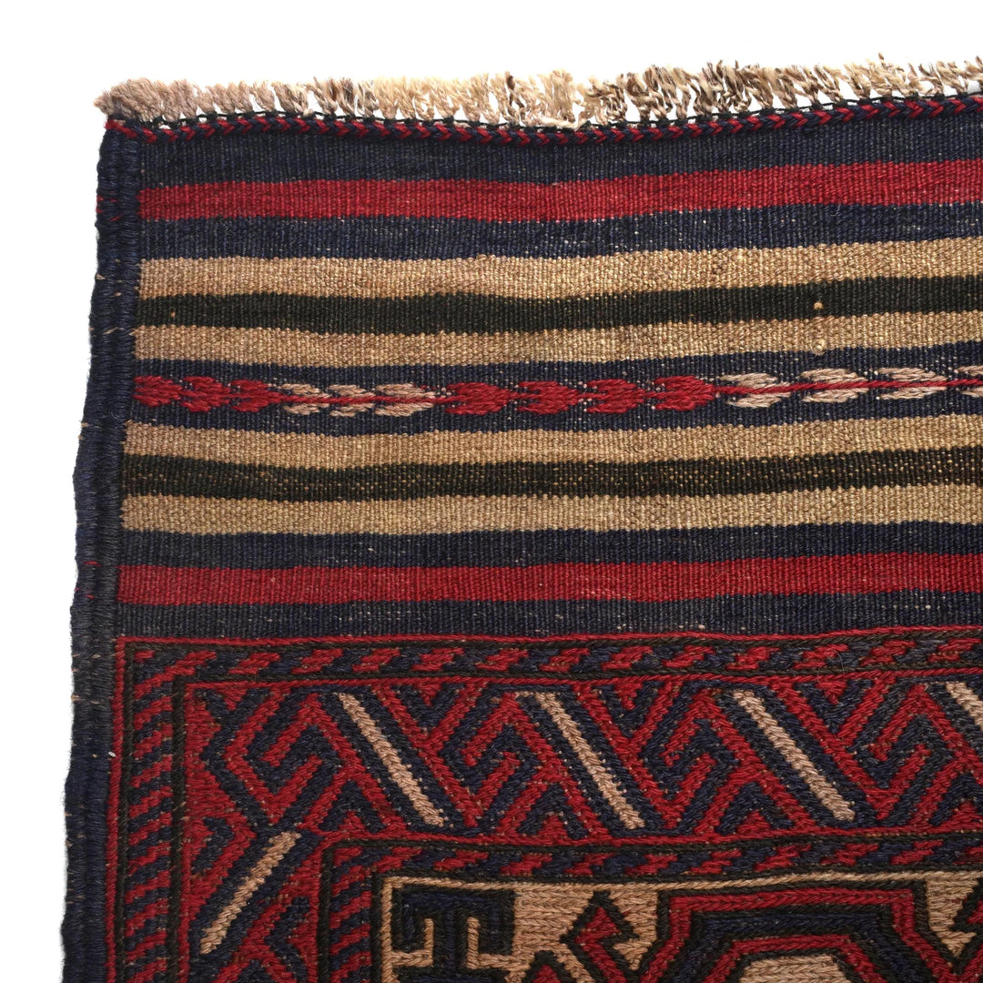 Beige Afghan Saghari Kilim Rug 6' 4" x 8' 9" Flat-Weave | No. AL10513