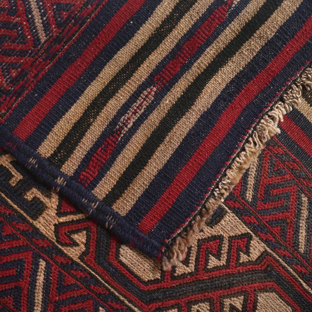 Beige Afghan Saghari Kilim Rug 6' 4" x 8' 9" Flat-Weave | No. AL10513