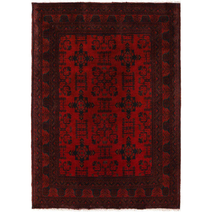 Red Afghan Khal Mohammadi Rug 5' 1" x 7' 1" Hand-Knotted | No. AL10519