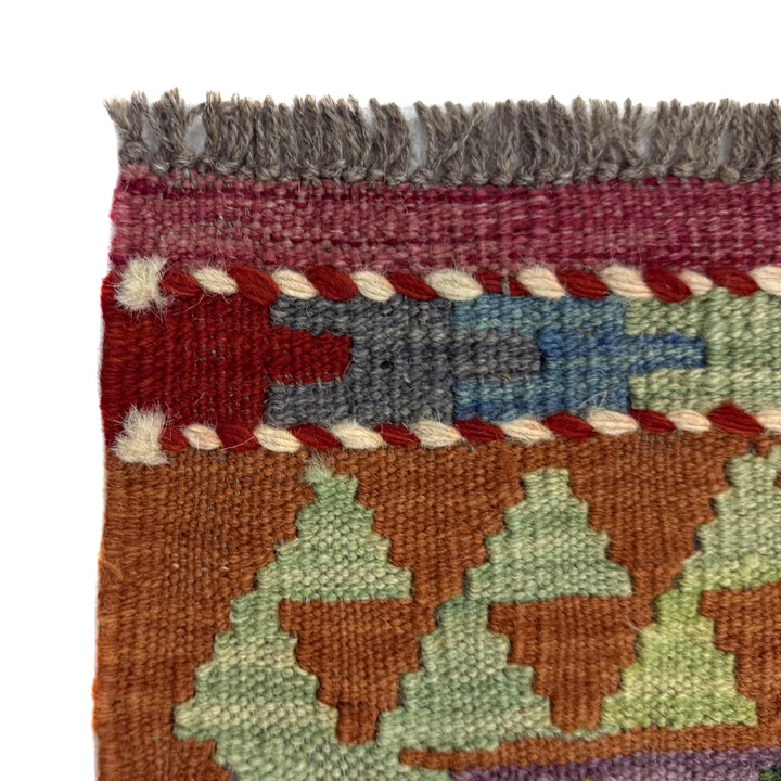 Multicolor Afghan Vegetable Kilim Rug 3' 0" x 4' 11" Flat-Weave | No. AL10529