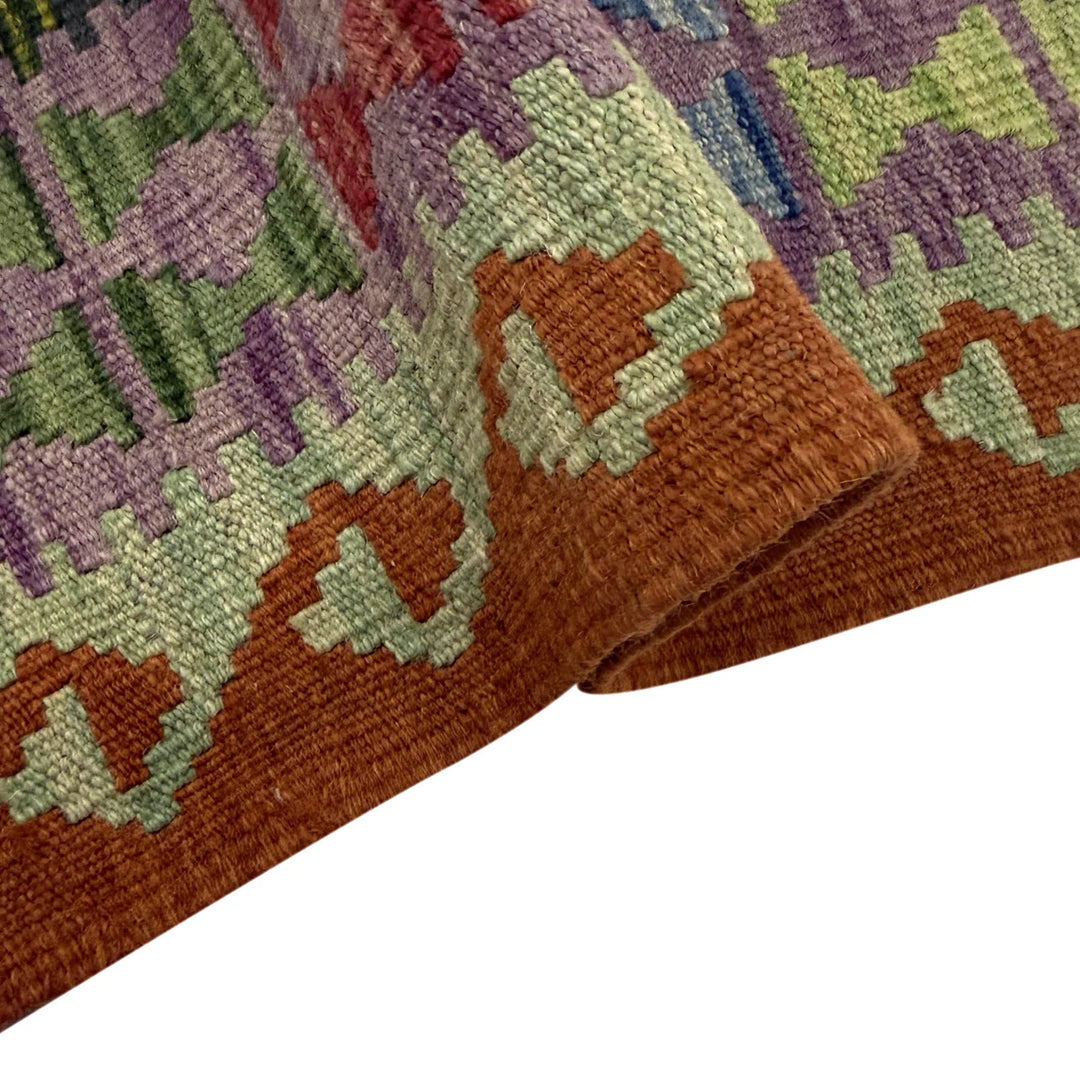 Multicolor Afghan Vegetable Kilim Rug 3' 0" x 4' 11" Flat-Weave | No. AL10529