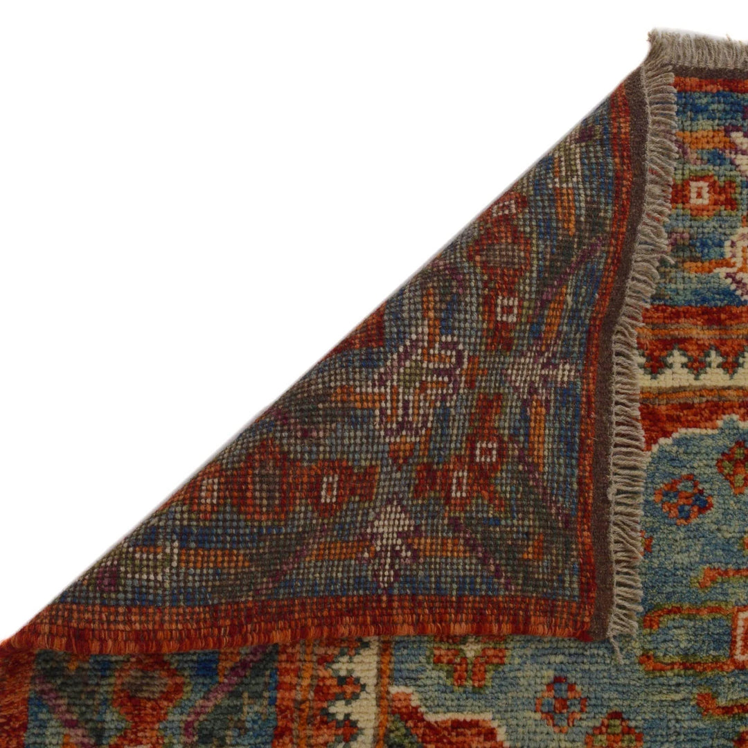 Red Afghan Shiraz Rug 5' 1" x 6' 7" Hand-Knotted | No. AL10533