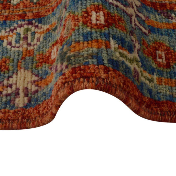 Red Afghan Shiraz Rug 5' 1" x 6' 7" Hand-Knotted | No. AL10533
